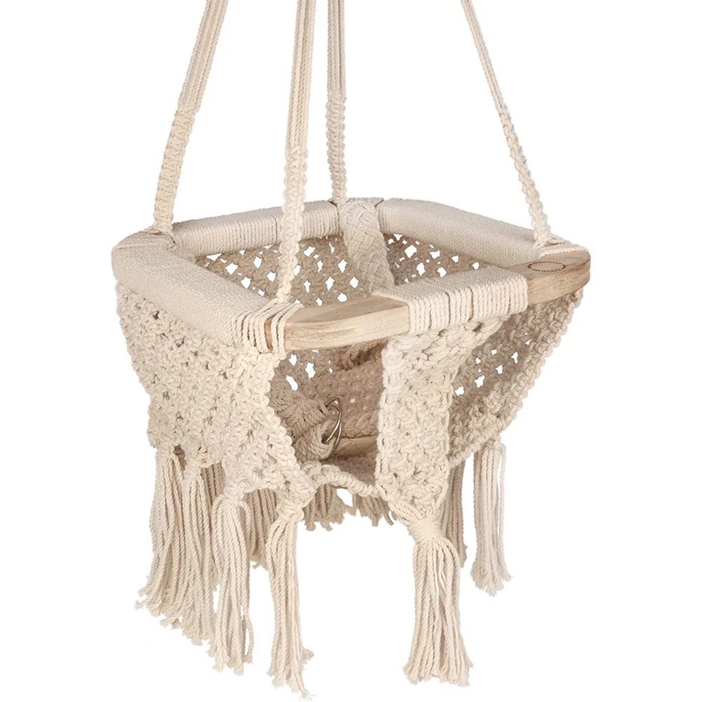 Finn + Emma Cream Macramé Baby Swing - Organic Cotton